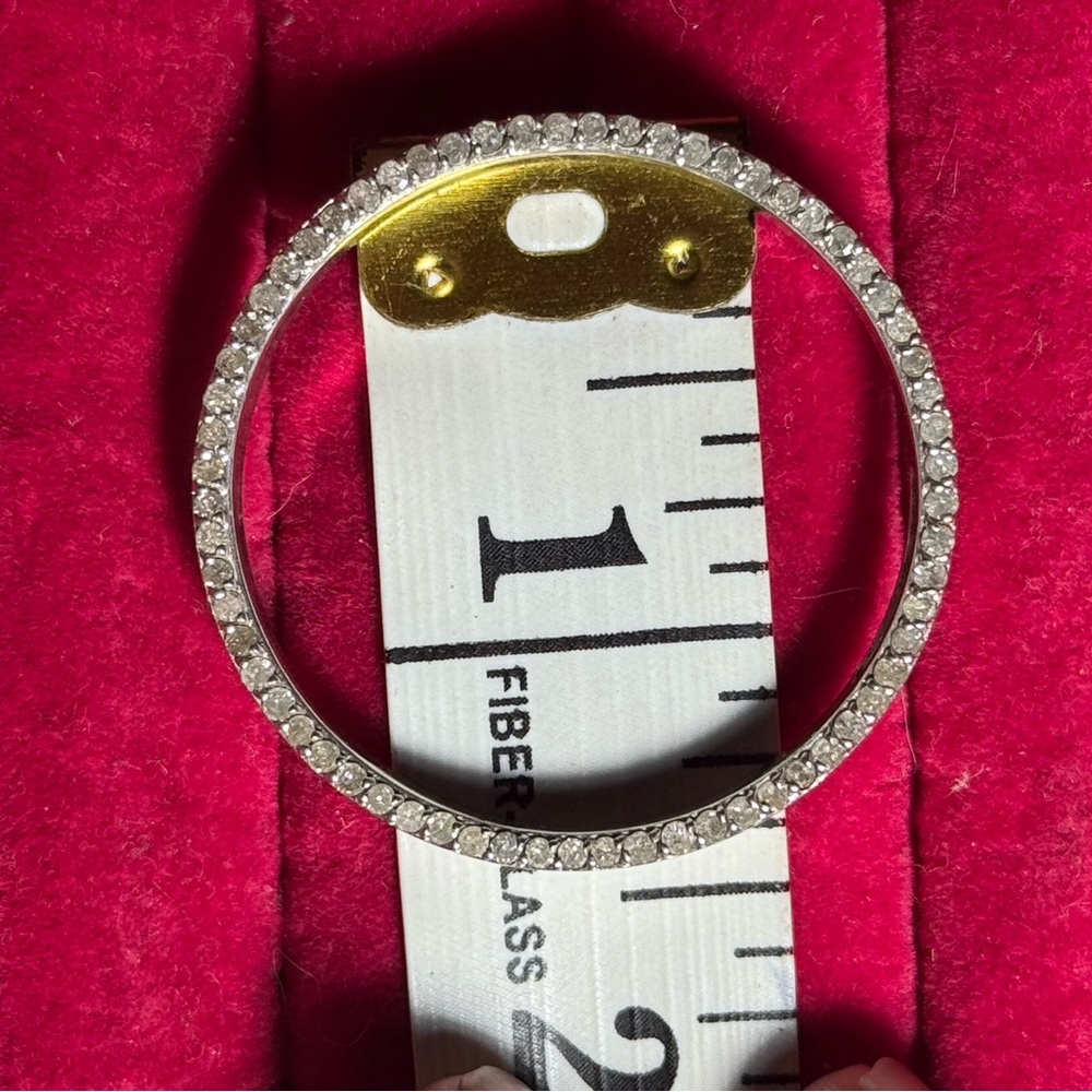 925 Silver Round Rhinestones‎ Pendant Necklace - Picture 4 of 10